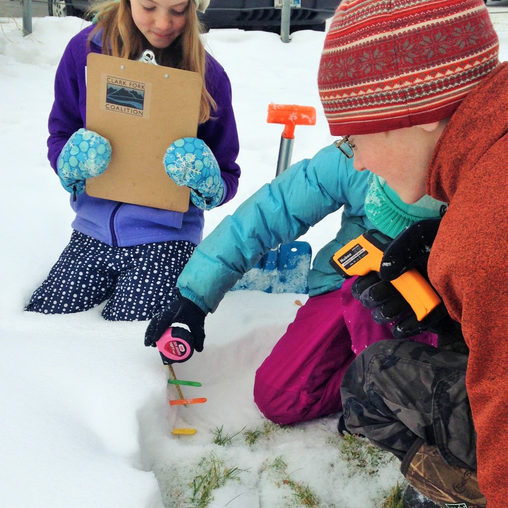 Digging a snow pit to monitor drought conditions