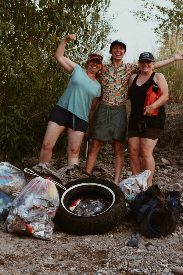 Cleanup volunteers with trash